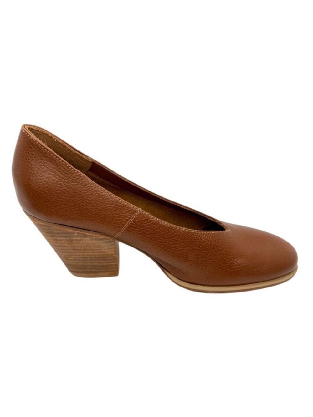 Rachel Comey Cognac Falk Pump Block Heel Leather Size 6.5 Neutral Minimalist EUC